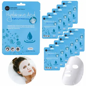 12 Pk Hyaluronic Acid Facial Mask Brightening Moisturizing Skin Beauty Treatment