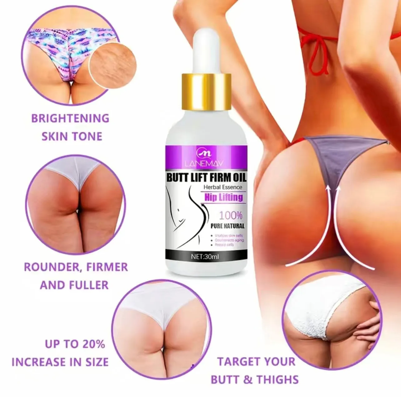 Best Seller! All Natural Butt and Hip Lifting, Firming and Plumping Body Oil