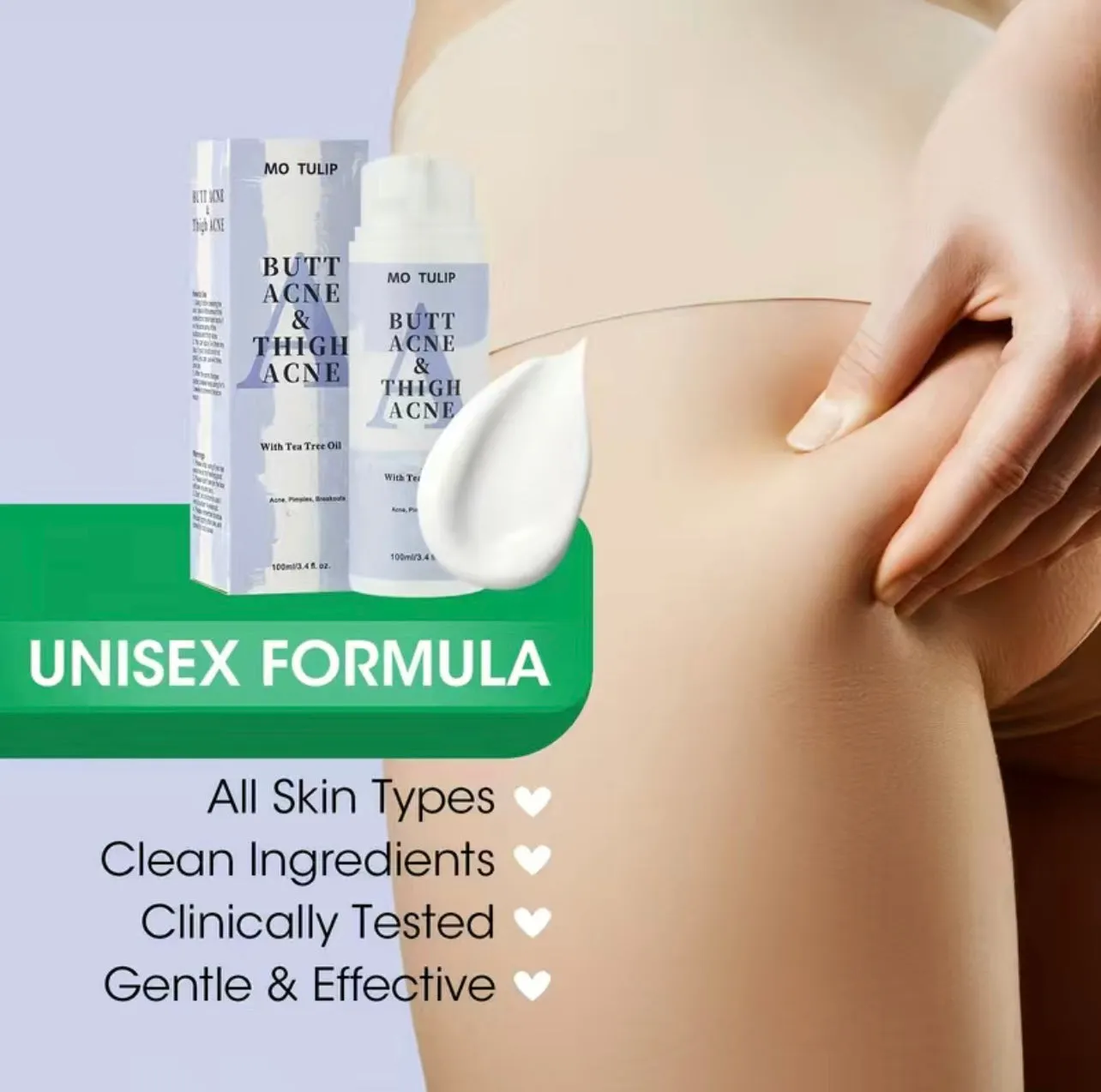 Clinical Strength Antibacterial Buttocks Acne Healing- Scar Removal Treatment Cream