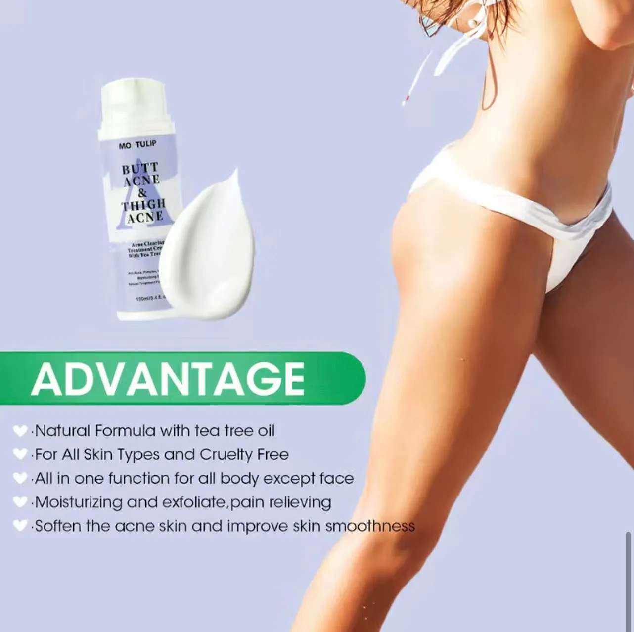 Clinical Strength Antibacterial Buttocks Acne Healing- Scar Removal Treatment Cream