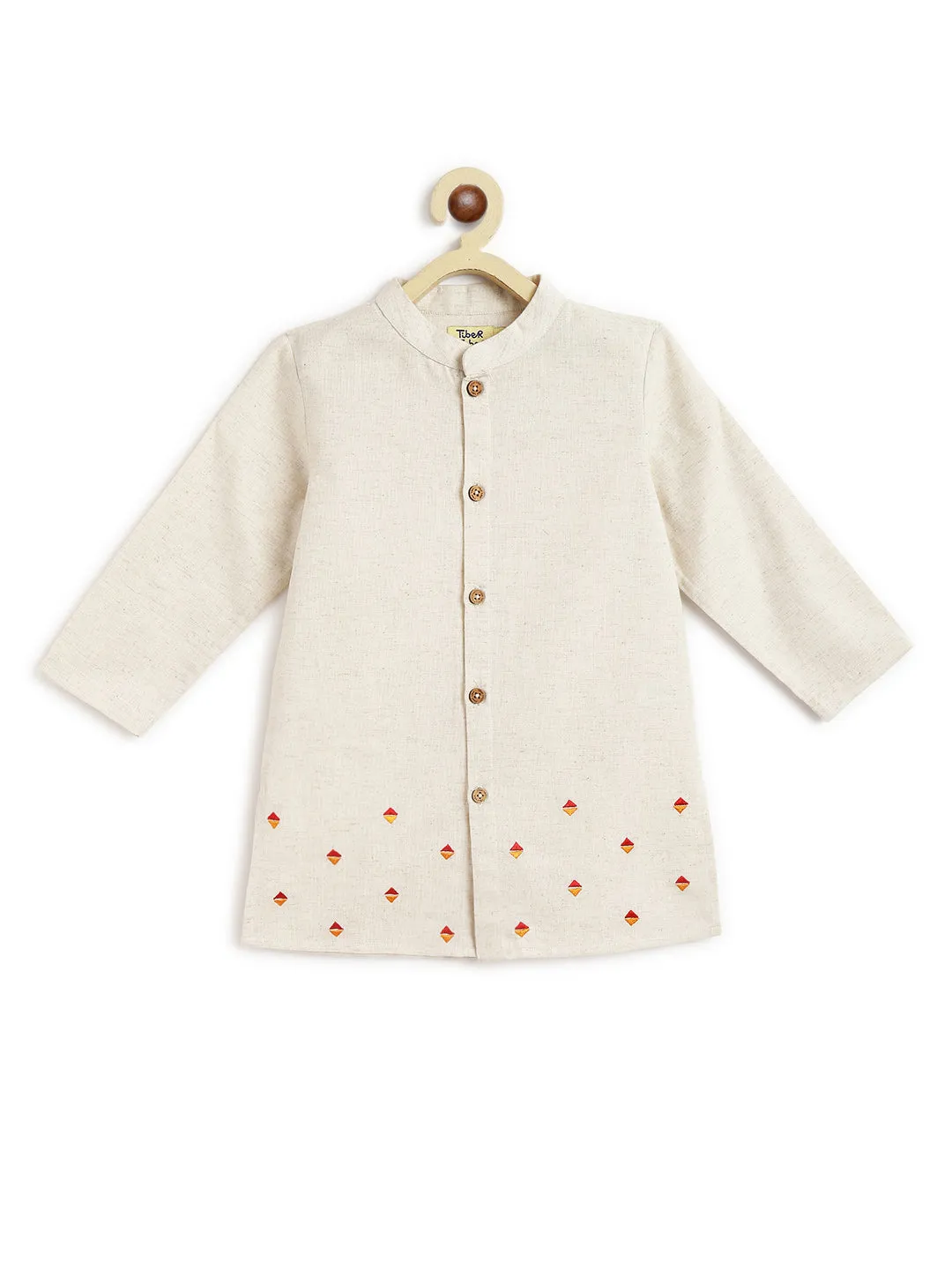 Jacquard Multi 3 Pc Bundi Set - Cream