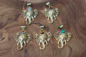 Lucky elephant - Gold brass necklace - choose your colour