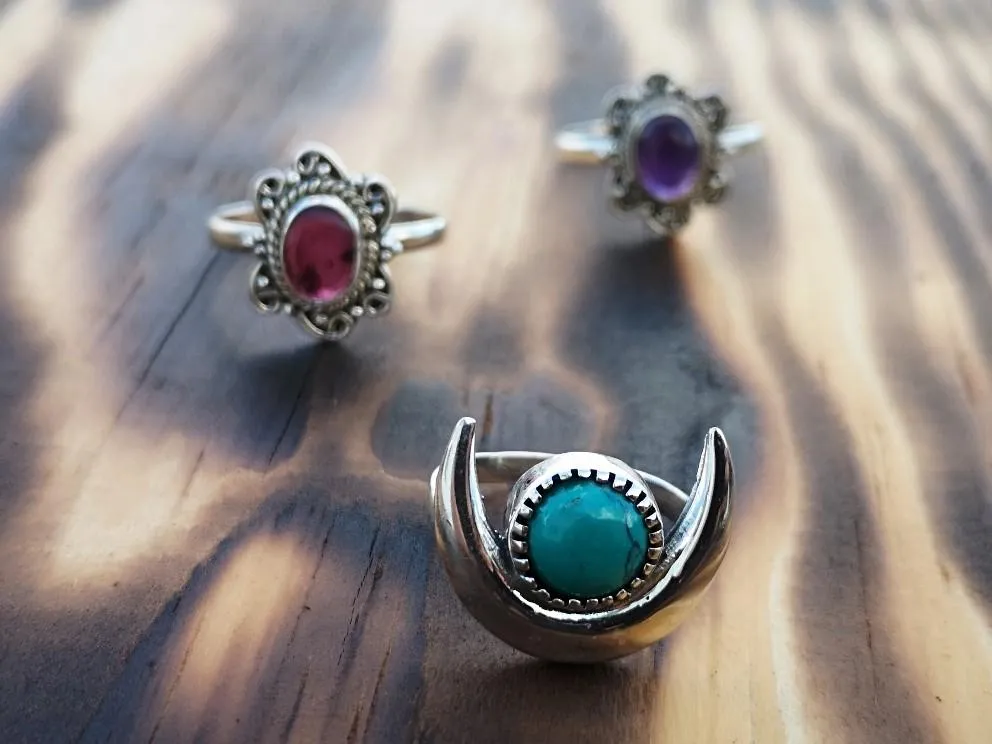 Silver ring- maxima - amethyst stone l