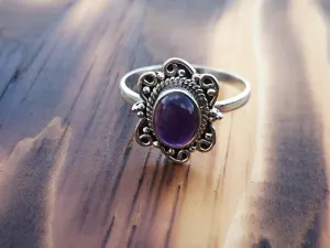 Silver ring- maxima - amethyst stone l