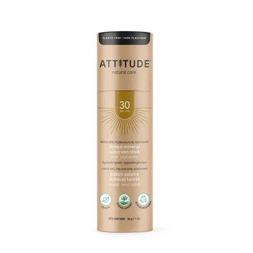 Sunscreen Face Stick SPF 30 Tinted Unscented 1 Oz By Attitude
