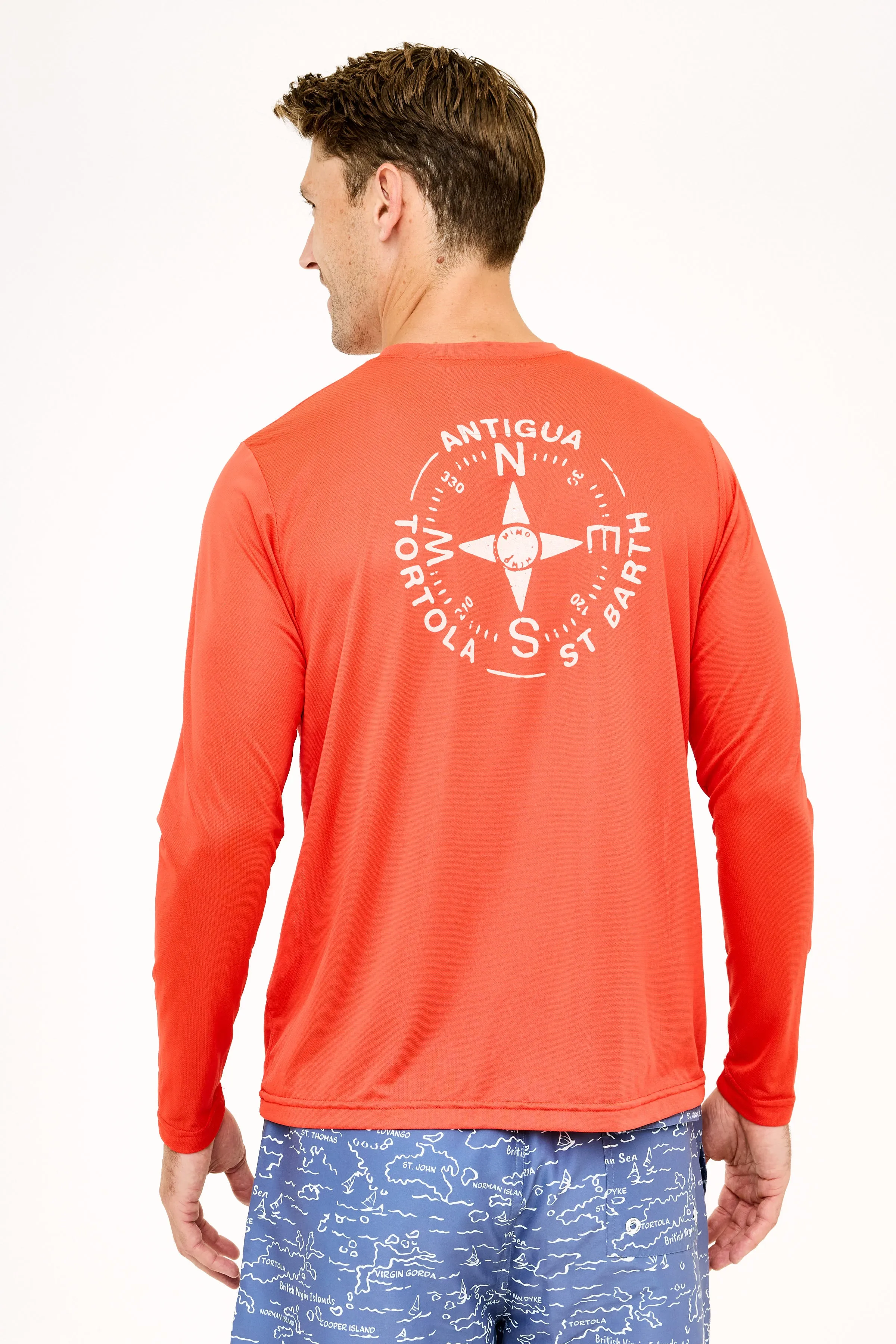 Tortola Compass UPF50 Shirt - Sunset Red