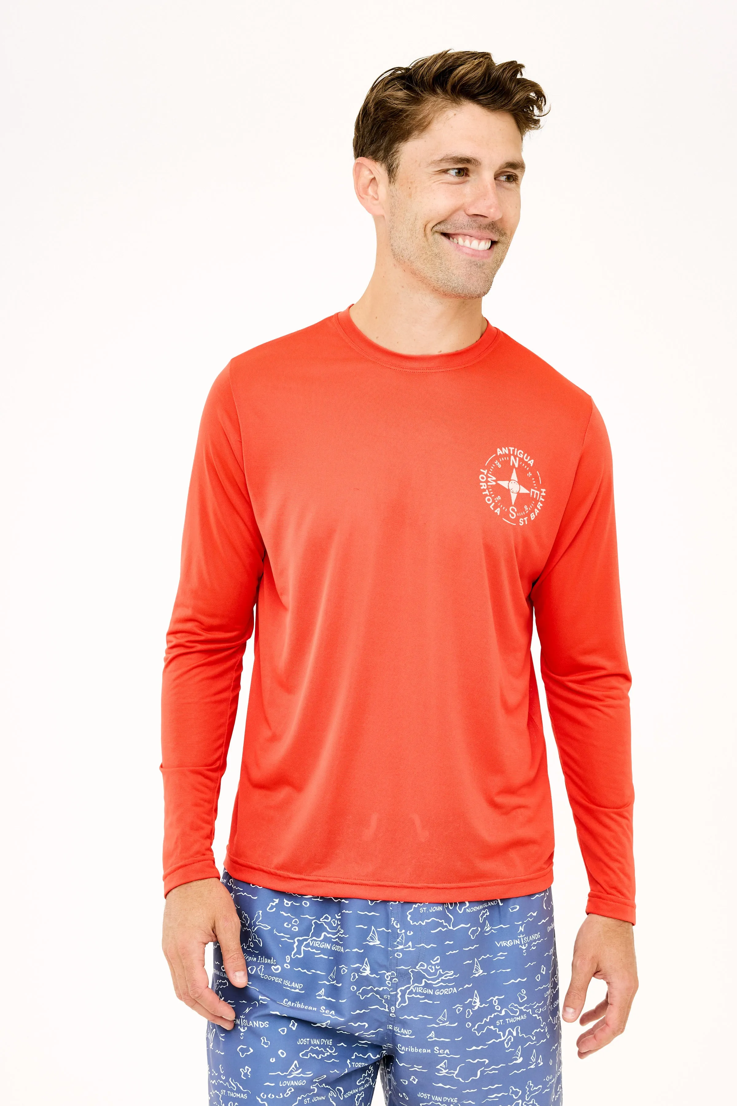Tortola Compass UPF50 Shirt - Sunset Red
